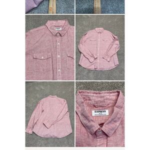 Express long sleeve button shirt mens sz  X-Large cotton linen blend dress shirt